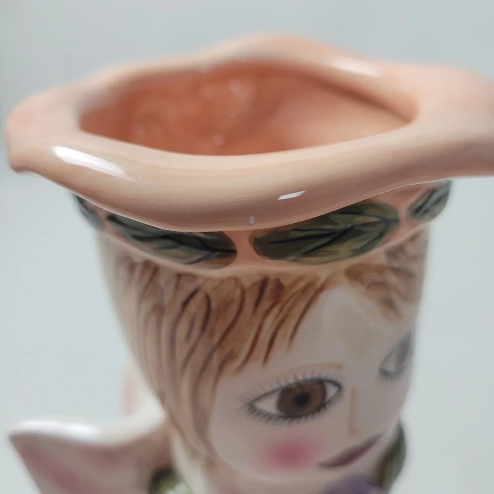 Bella Casa by Ganz Susan Paley Serena Ceramic Figural Bud Vase Peach Pink Angel